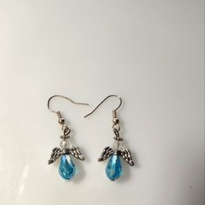 Handmade Turquoise Crystal Angel Earrings